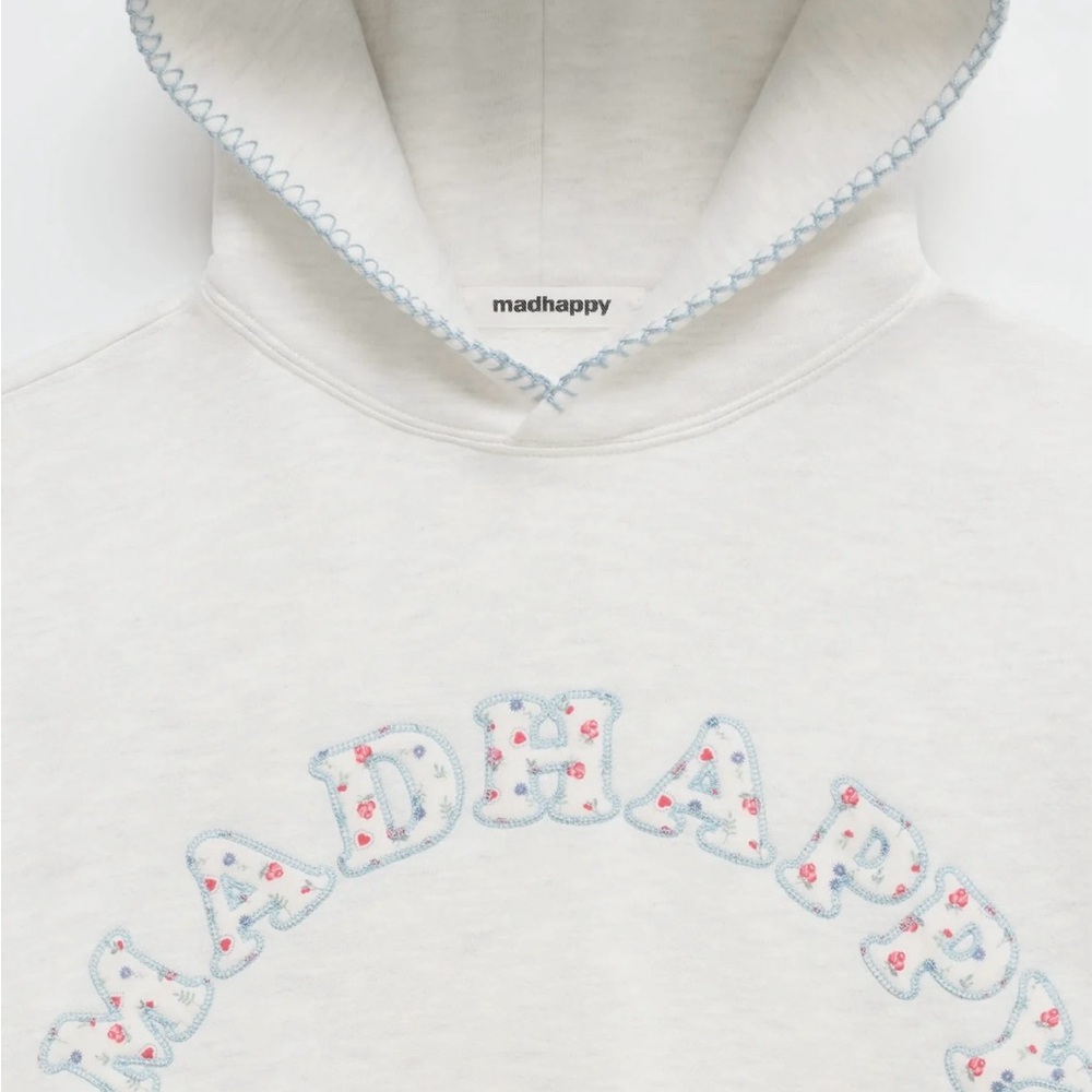 Madhappy White Hoodie with Blue and Pink Embroidery NWT size Medium